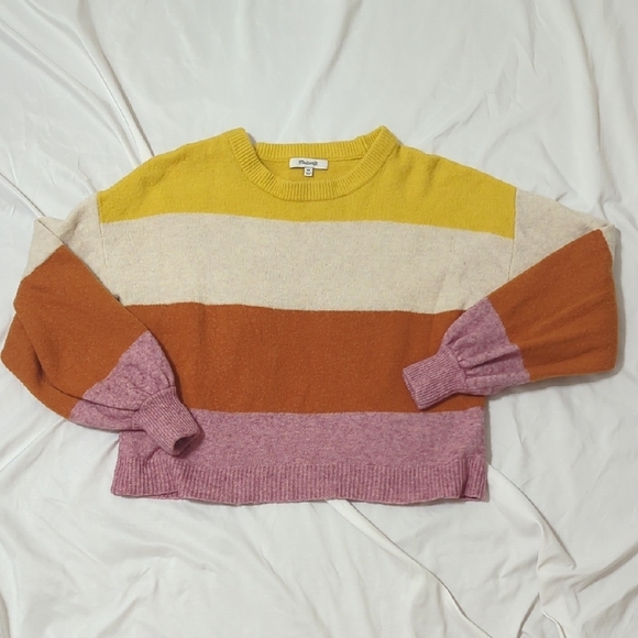 Madewell Gladwell Balloon-Sleeve Pullover Sweater, Color Heather Mulberry Sz XS - Picture 4 of 16